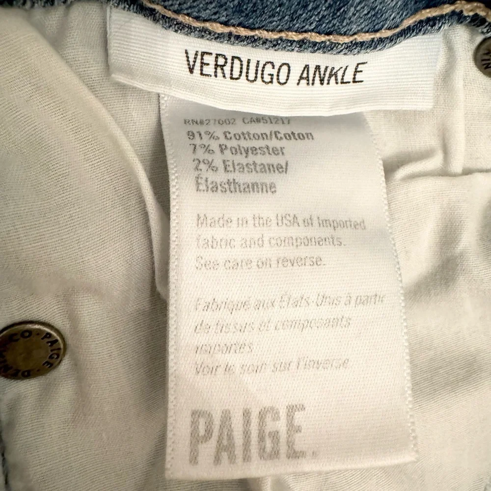 PAIGE Women’s Verdugo Ankle Jeans with Raw Hem Bella Destructed